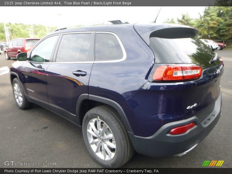 True Blue Pearl / Black/Light Frost Beige 2015 Jeep Cherokee Limited 4x4