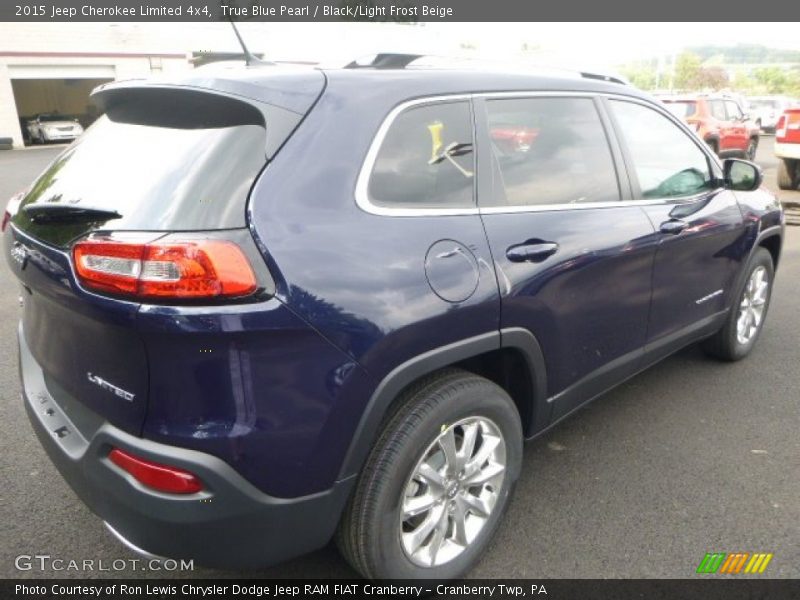 True Blue Pearl / Black/Light Frost Beige 2015 Jeep Cherokee Limited 4x4