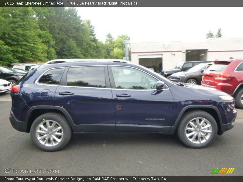 True Blue Pearl / Black/Light Frost Beige 2015 Jeep Cherokee Limited 4x4