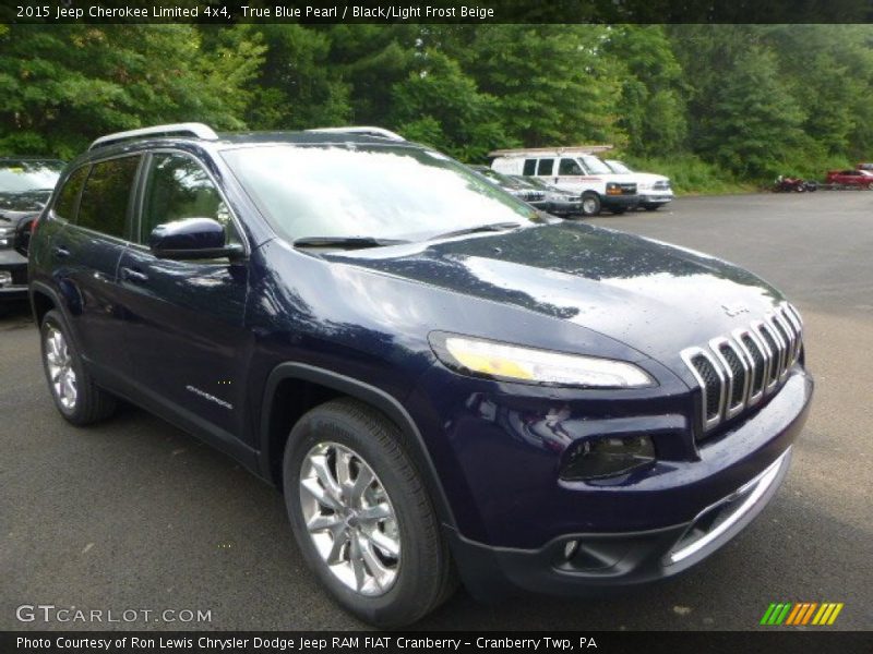 True Blue Pearl / Black/Light Frost Beige 2015 Jeep Cherokee Limited 4x4