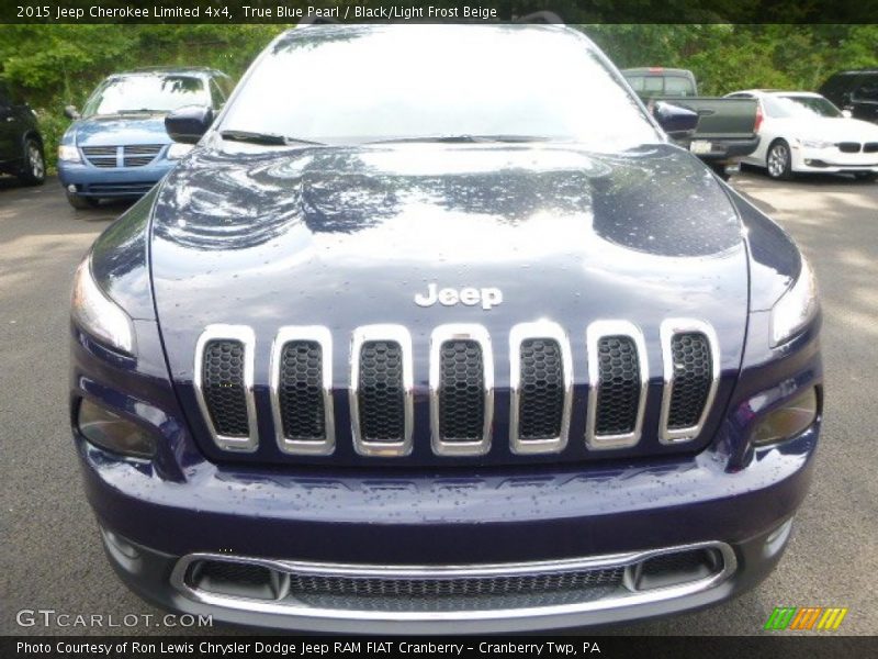 True Blue Pearl / Black/Light Frost Beige 2015 Jeep Cherokee Limited 4x4