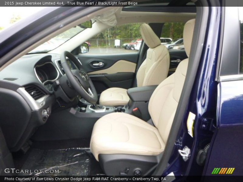 True Blue Pearl / Black/Light Frost Beige 2015 Jeep Cherokee Limited 4x4