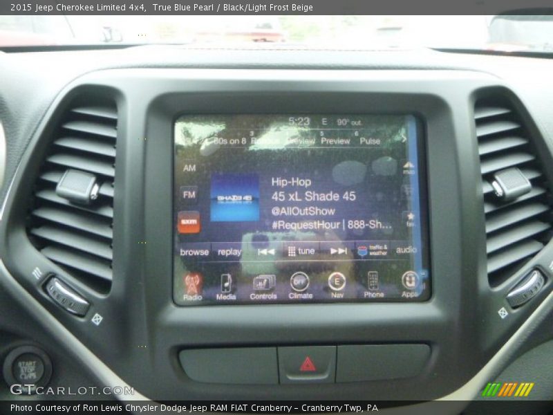 True Blue Pearl / Black/Light Frost Beige 2015 Jeep Cherokee Limited 4x4