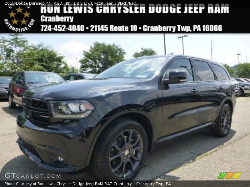 Brilliant Black Crystal Pearl / Black/Red 2015 Dodge Durango R/T AWD