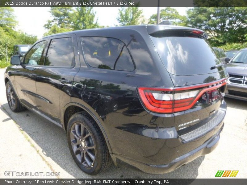 Brilliant Black Crystal Pearl / Black/Red 2015 Dodge Durango R/T AWD