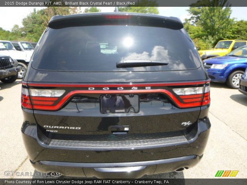 Brilliant Black Crystal Pearl / Black/Red 2015 Dodge Durango R/T AWD