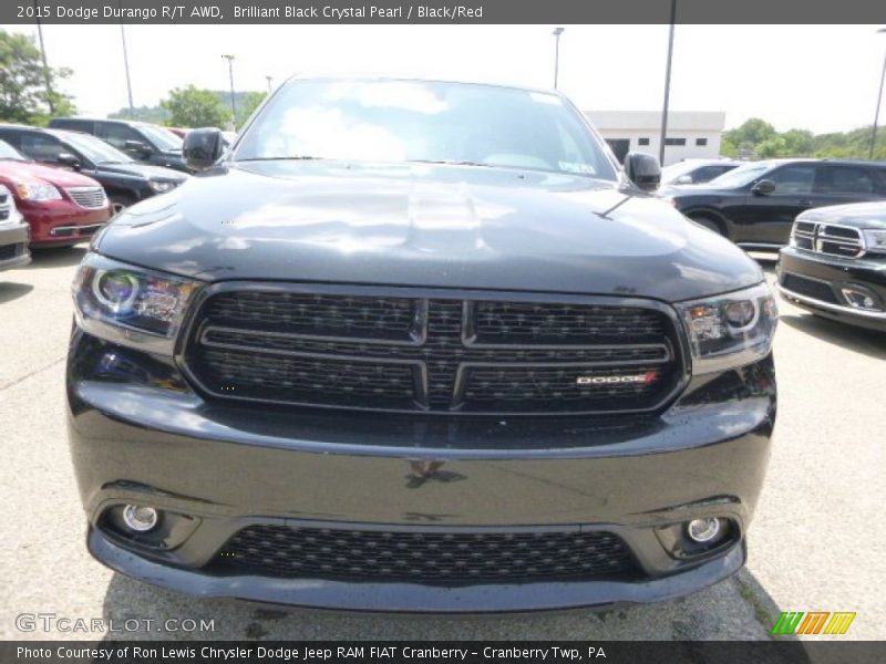 Brilliant Black Crystal Pearl / Black/Red 2015 Dodge Durango R/T AWD