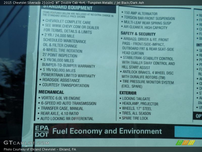 Tungsten Metallic / Jet Black/Dark Ash 2015 Chevrolet Silverado 2500HD WT Double Cab 4x4