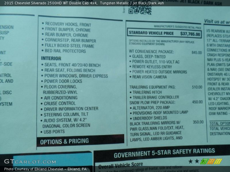 Tungsten Metallic / Jet Black/Dark Ash 2015 Chevrolet Silverado 2500HD WT Double Cab 4x4