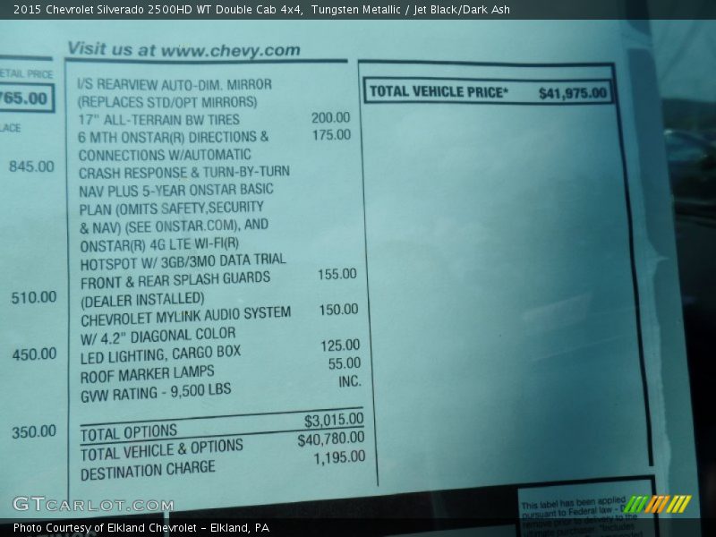 Tungsten Metallic / Jet Black/Dark Ash 2015 Chevrolet Silverado 2500HD WT Double Cab 4x4