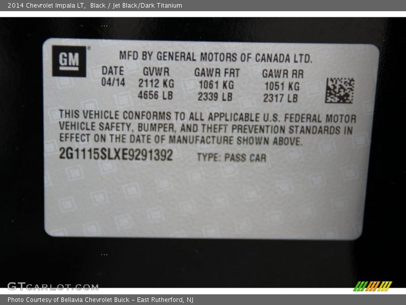 Black / Jet Black/Dark Titanium 2014 Chevrolet Impala LT