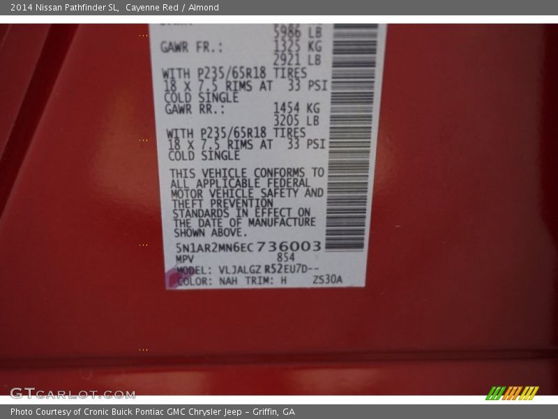 Cayenne Red / Almond 2014 Nissan Pathfinder SL