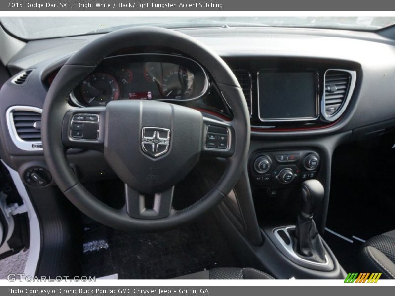 Bright White / Black/Light Tungsten Accent Stitching 2015 Dodge Dart SXT