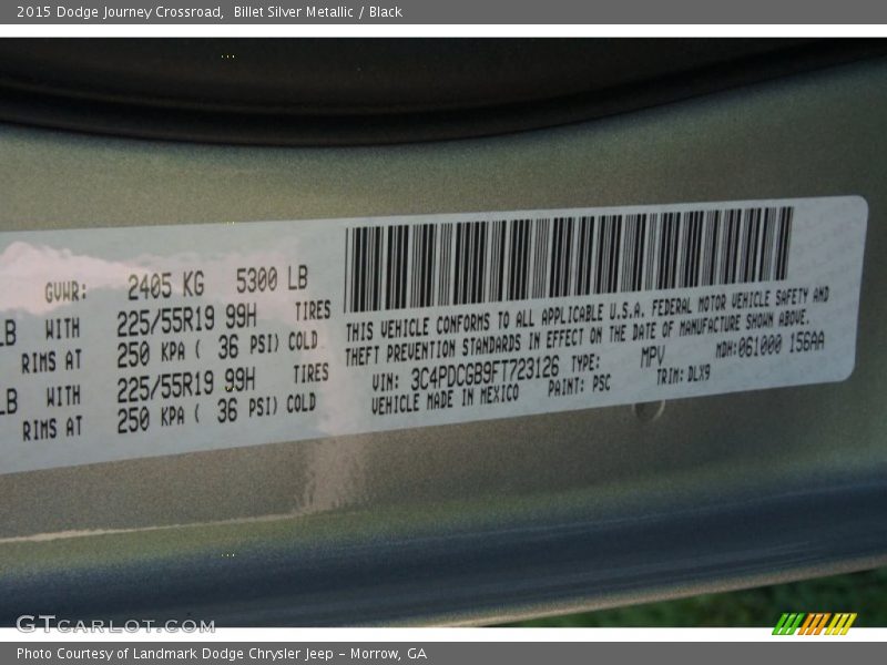 Billet Silver Metallic / Black 2015 Dodge Journey Crossroad
