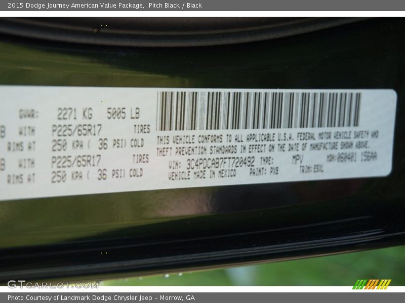 Pitch Black / Black 2015 Dodge Journey American Value Package