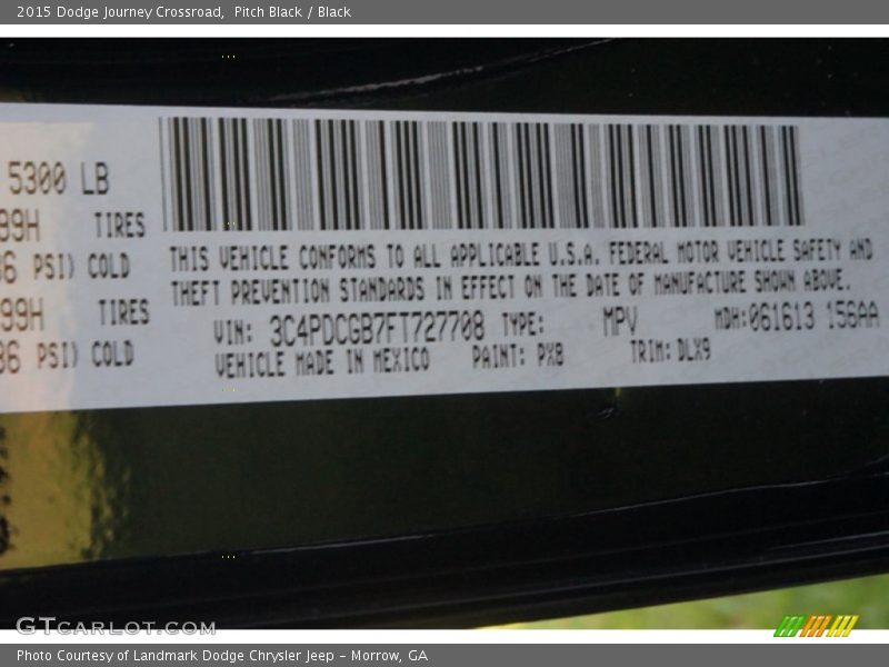 Pitch Black / Black 2015 Dodge Journey Crossroad