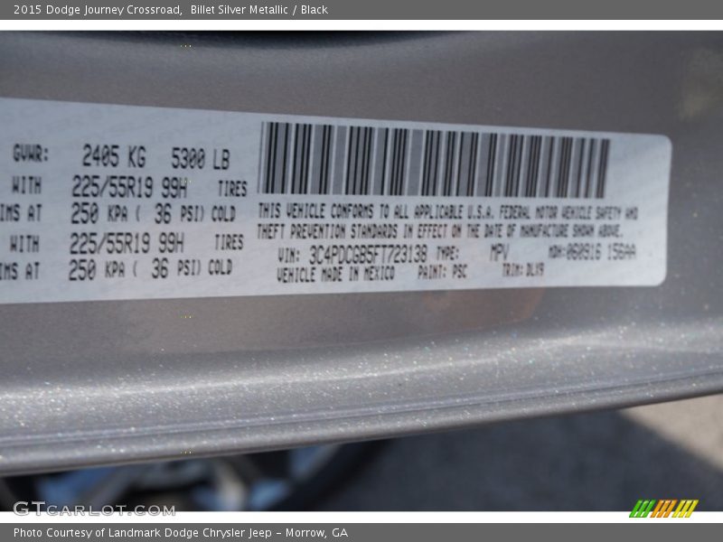 Billet Silver Metallic / Black 2015 Dodge Journey Crossroad