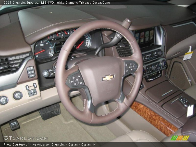 White Diamond Tricoat / Cocoa/Dune 2015 Chevrolet Suburban LTZ 4WD
