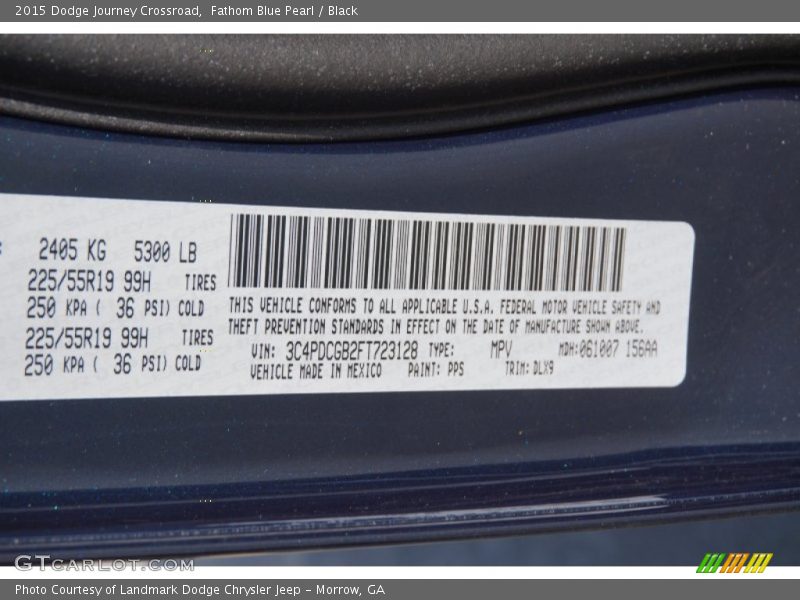 Fathom Blue Pearl / Black 2015 Dodge Journey Crossroad