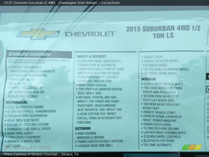 Champagne Silver Metallic / Cocoa/Dune 2015 Chevrolet Suburban LS 4WD