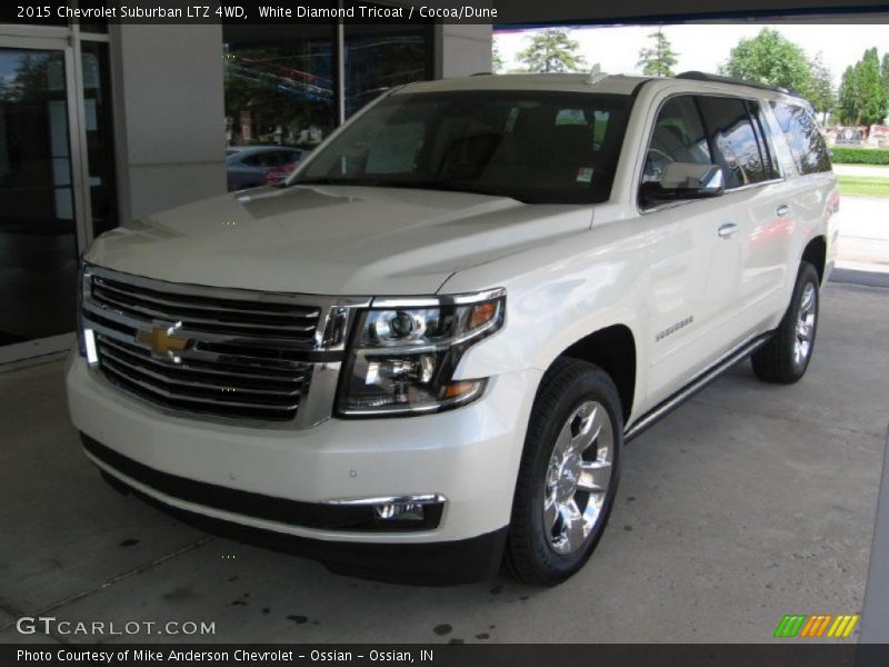 White Diamond Tricoat / Cocoa/Dune 2015 Chevrolet Suburban LTZ 4WD