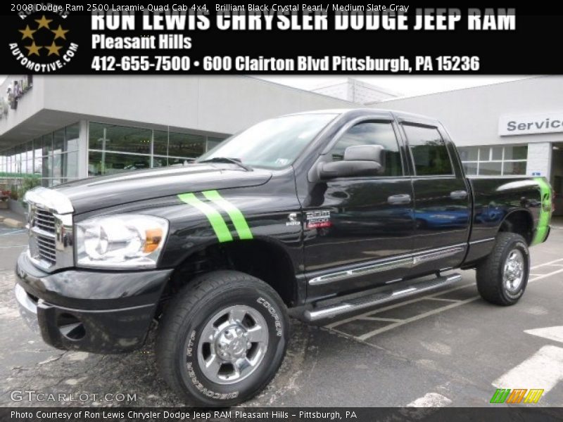 Brilliant Black Crystal Pearl / Medium Slate Gray 2008 Dodge Ram 2500 Laramie Quad Cab 4x4