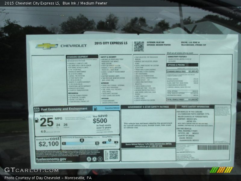 Blue Ink / Medium Pewter 2015 Chevrolet City Express LS