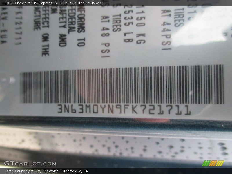 Blue Ink / Medium Pewter 2015 Chevrolet City Express LS