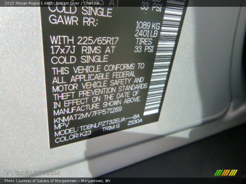 Brilliant Silver / Charcoal 2015 Nissan Rogue S AWD
