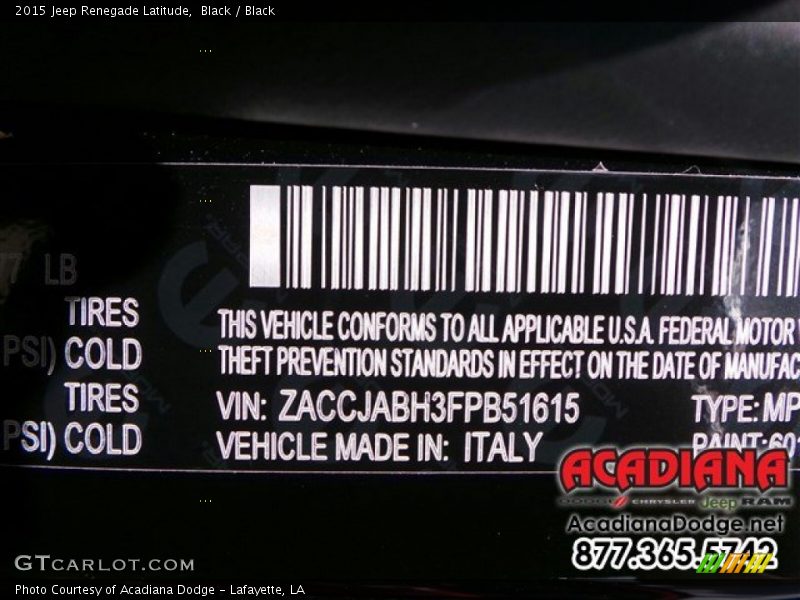 Black / Black 2015 Jeep Renegade Latitude