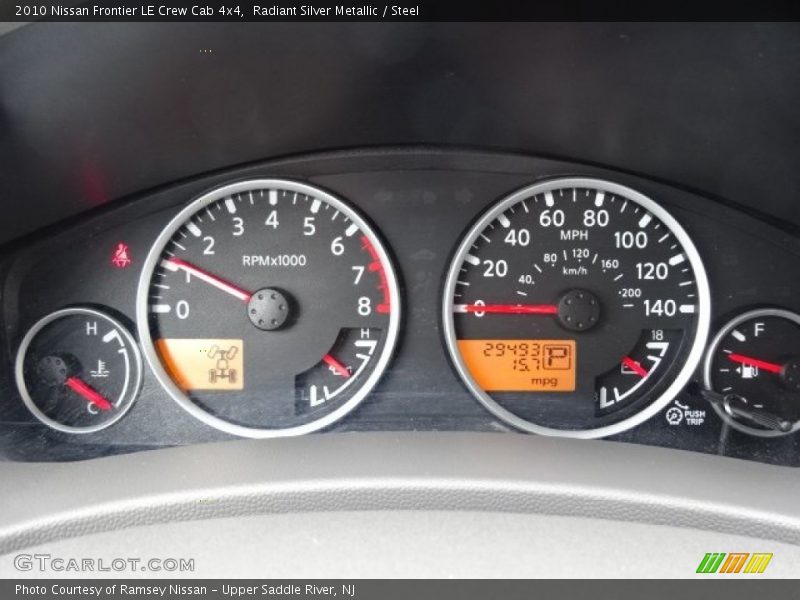 Radiant Silver Metallic / Steel 2010 Nissan Frontier LE Crew Cab 4x4