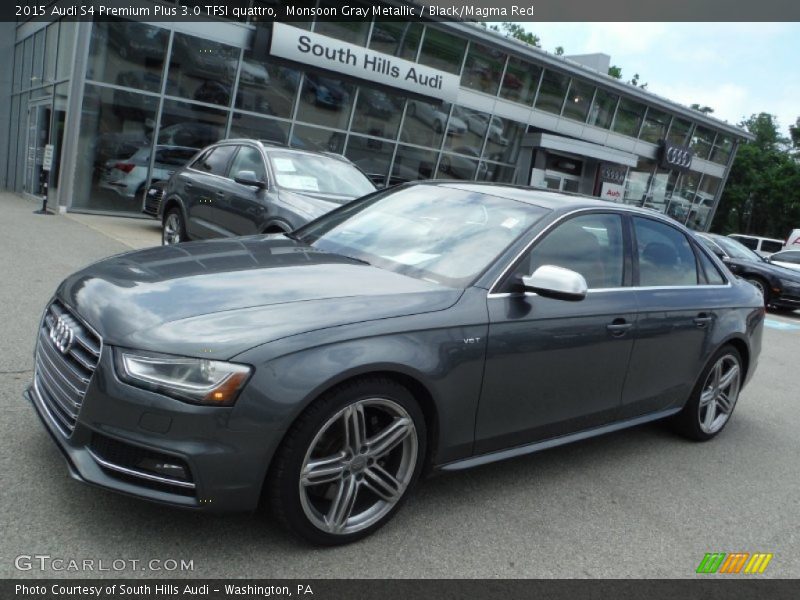 Monsoon Gray Metallic / Black/Magma Red 2015 Audi S4 Premium Plus 3.0 TFSI quattro