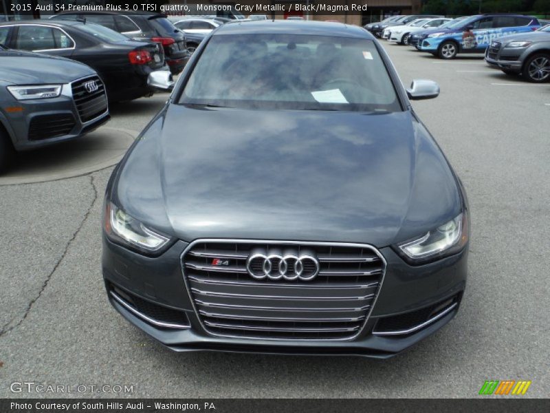 Monsoon Gray Metallic / Black/Magma Red 2015 Audi S4 Premium Plus 3.0 TFSI quattro