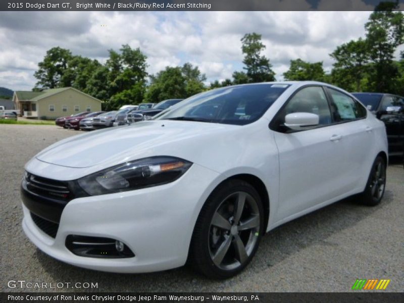 Bright White / Black/Ruby Red Accent Stitching 2015 Dodge Dart GT