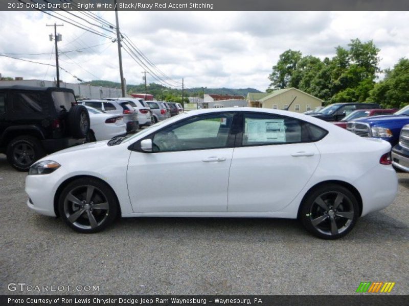 Bright White / Black/Ruby Red Accent Stitching 2015 Dodge Dart GT