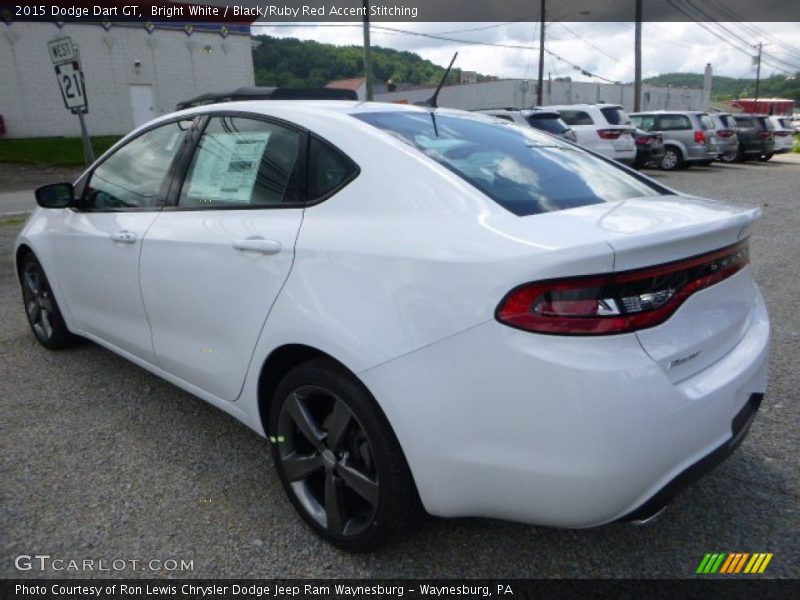 Bright White / Black/Ruby Red Accent Stitching 2015 Dodge Dart GT