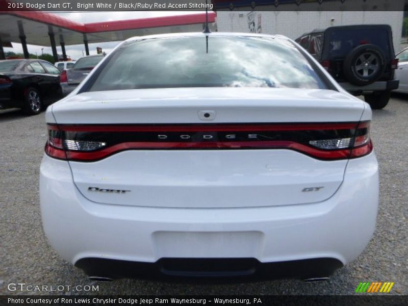 Bright White / Black/Ruby Red Accent Stitching 2015 Dodge Dart GT