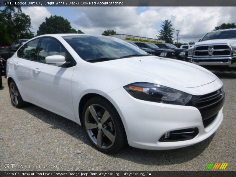 Bright White / Black/Ruby Red Accent Stitching 2015 Dodge Dart GT