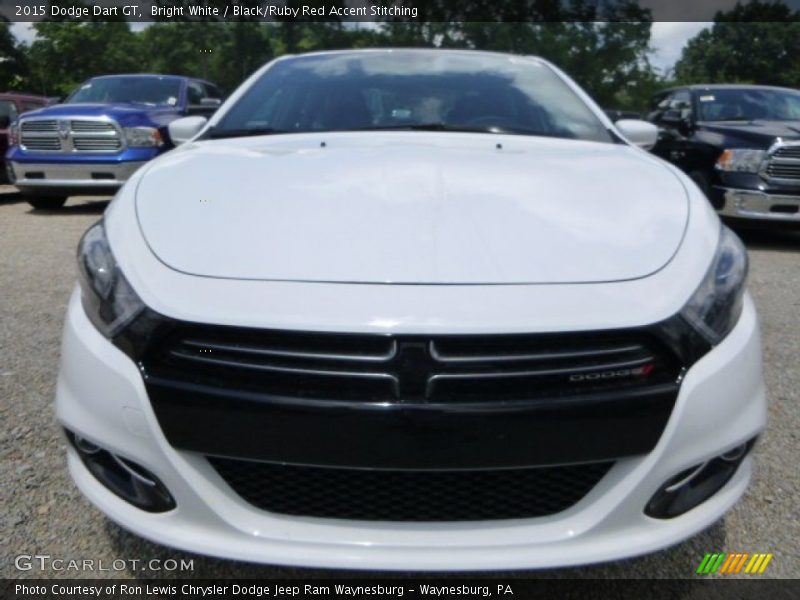 Bright White / Black/Ruby Red Accent Stitching 2015 Dodge Dart GT