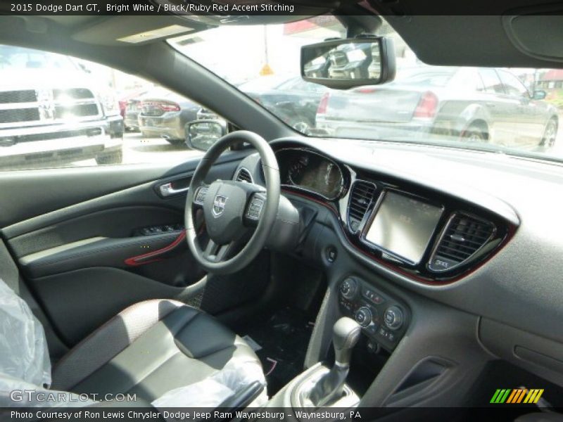 Bright White / Black/Ruby Red Accent Stitching 2015 Dodge Dart GT