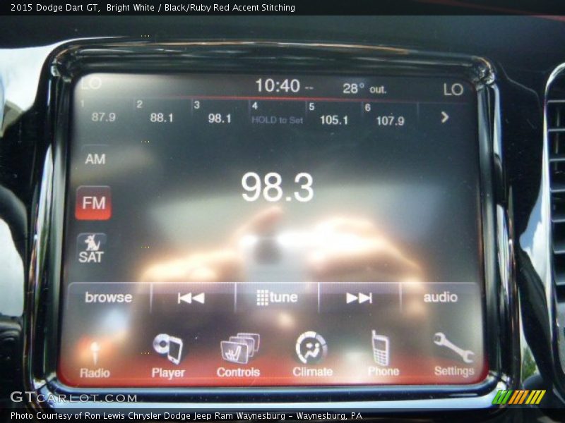 Bright White / Black/Ruby Red Accent Stitching 2015 Dodge Dart GT