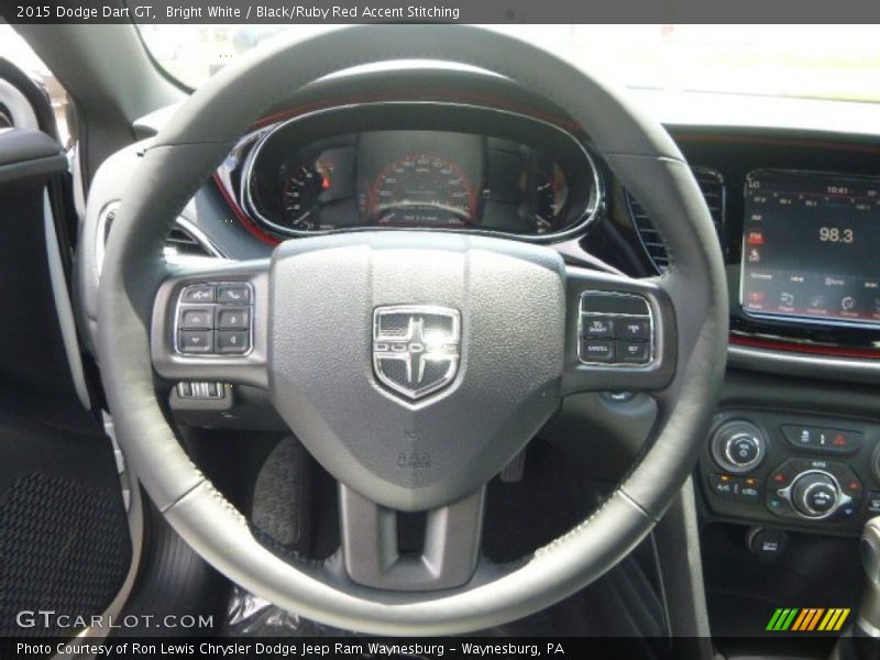 Bright White / Black/Ruby Red Accent Stitching 2015 Dodge Dart GT