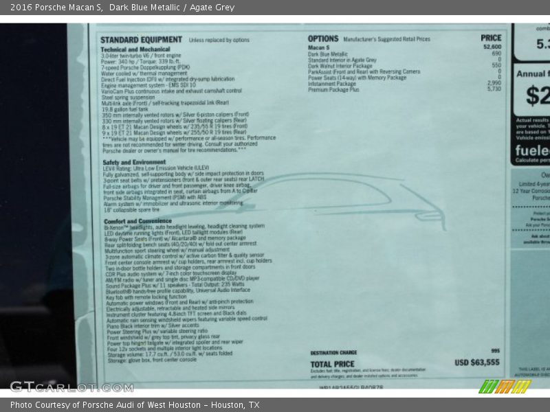  2016 Macan S Window Sticker