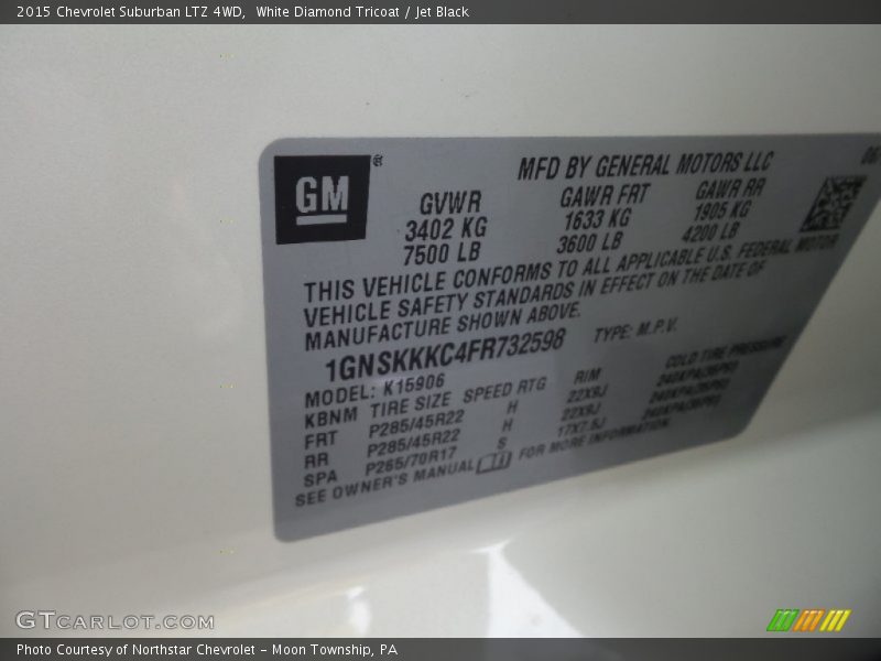 White Diamond Tricoat / Jet Black 2015 Chevrolet Suburban LTZ 4WD