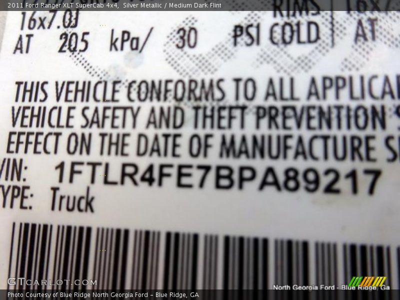 Silver Metallic / Medium Dark Flint 2011 Ford Ranger XLT SuperCab 4x4