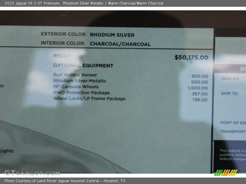  2015 XF 2.0T Premium Window Sticker