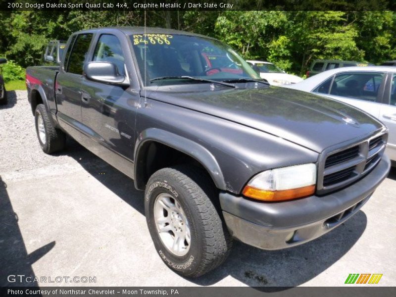 Graphite Metallic / Dark Slate Gray 2002 Dodge Dakota Sport Quad Cab 4x4