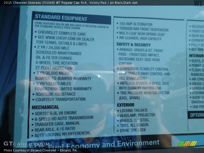 Victory Red / Jet Black/Dark Ash 2015 Chevrolet Silverado 2500HD WT Regular Cab 4x4