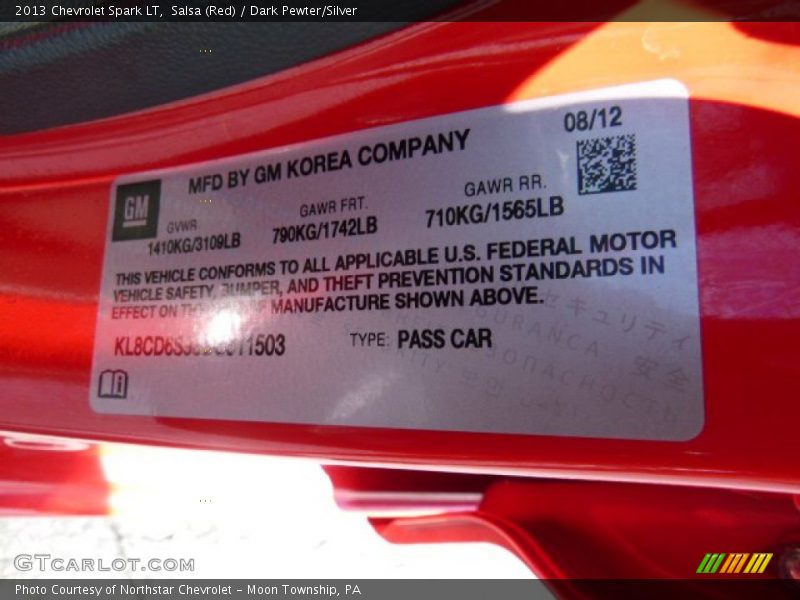 Salsa (Red) / Dark Pewter/Silver 2013 Chevrolet Spark LT