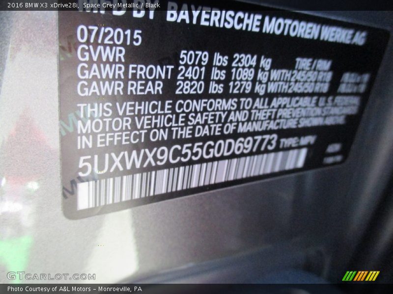 Space Grey Metallic / Black 2016 BMW X3 xDrive28i